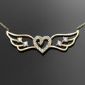 14k yellow gold necklace &amp; pendant heart angel 
