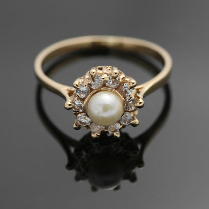 14k yellow gold ring 1x freshwater cultured pearl designer ring 