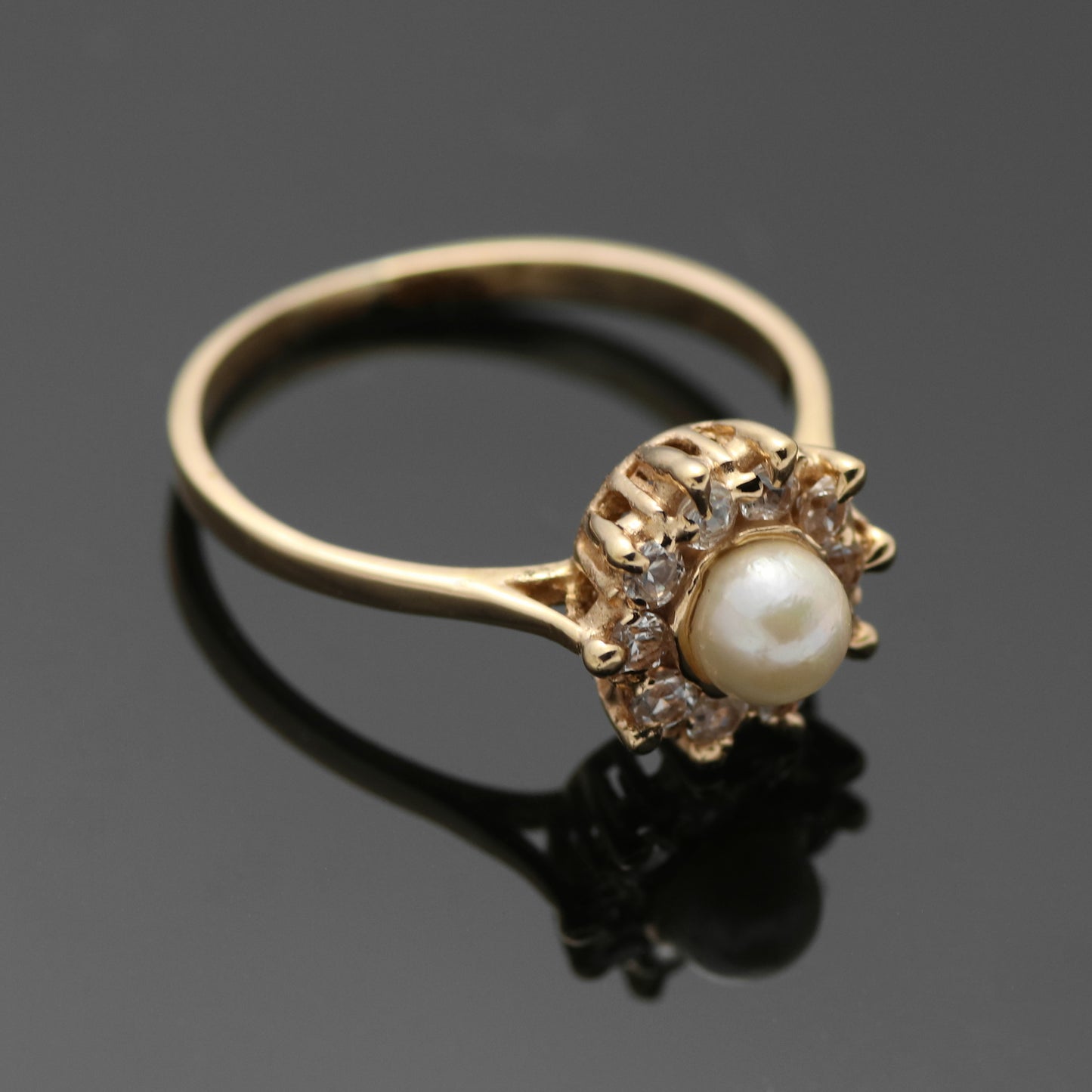 14k yellow gold ring 1x freshwater cultured pearl designer ring 