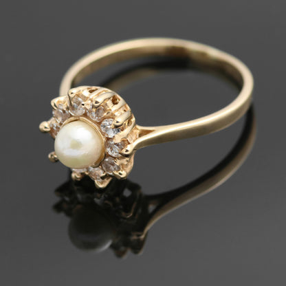 14k yellow gold ring 1x freshwater cultured pearl designer ring 