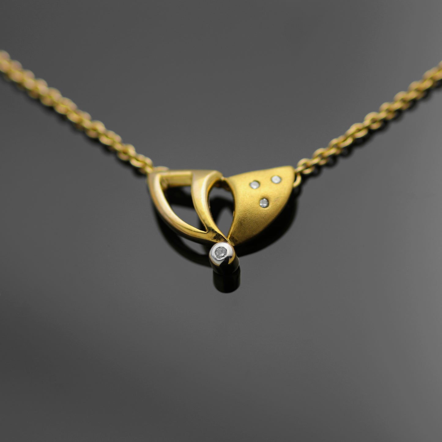 14k Bicolor Gold Necklace &amp; Pendant 4x Diamonds 