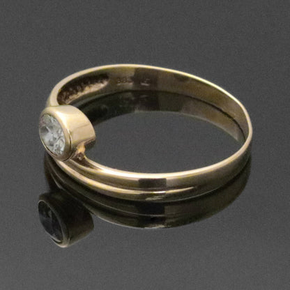 8k Gelbgold Ring 1x weißer Stein Gr. 59