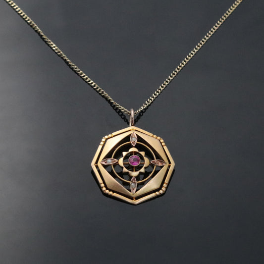 8k yellow gold necklace &amp; pendant 