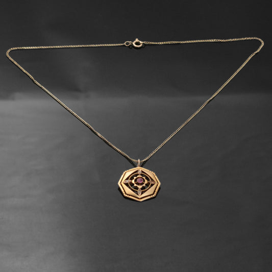 8k yellow gold necklace &amp; pendant 