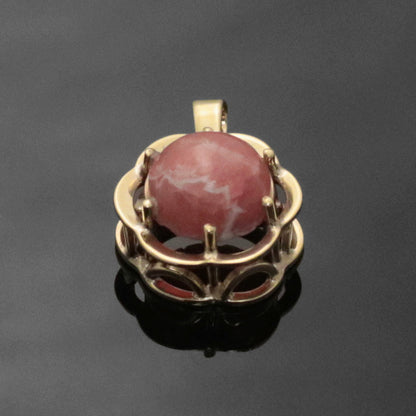 8k yellow gold pendant 1x rose quartz 