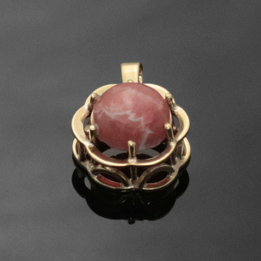 8k yellow gold pendant 1x rose quartz 