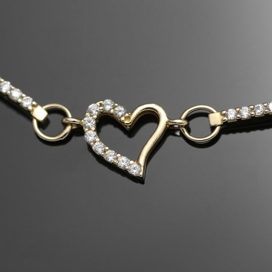 14k yellow gold bracelet chain heart 