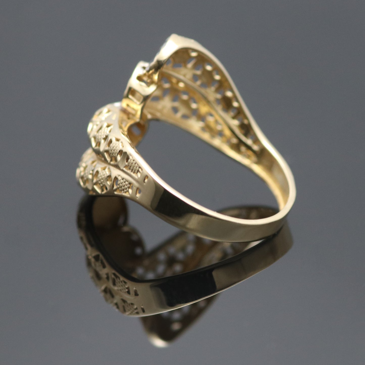 14K bicolor gold women's ring designer ring 