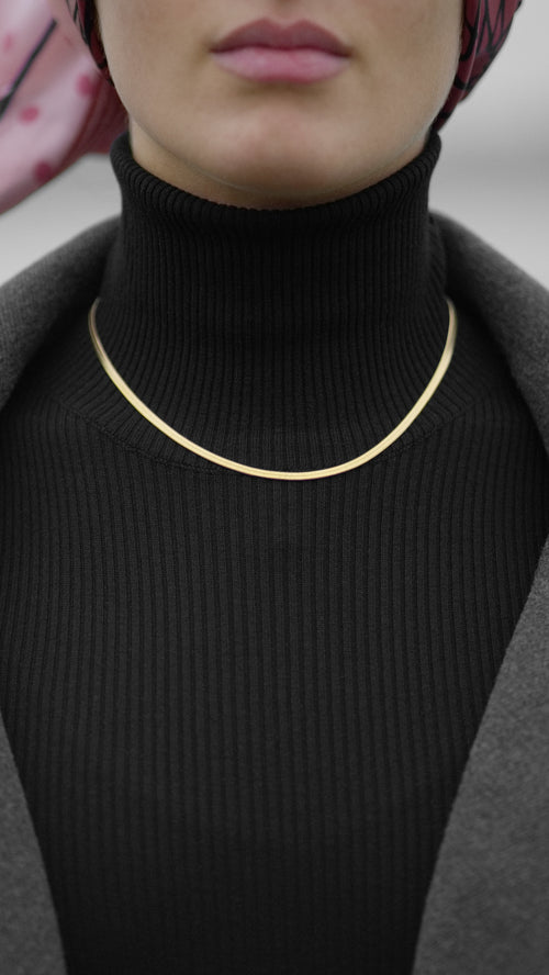 18k Vergoldete Damen Flat Snake Halskette
