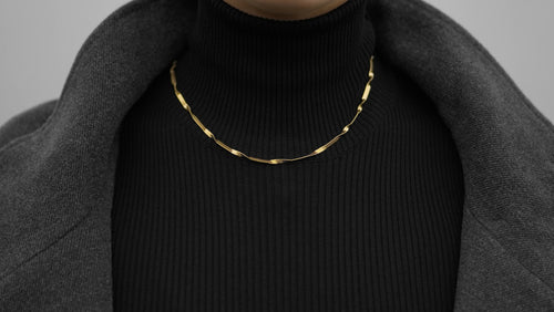 18k Vergoldete Damen Twisted Flat Snake Halskette