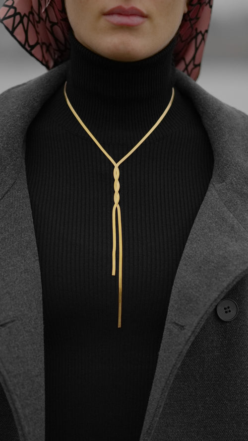 18k Vergoldete Damen Twisted Flat Snake Halskette