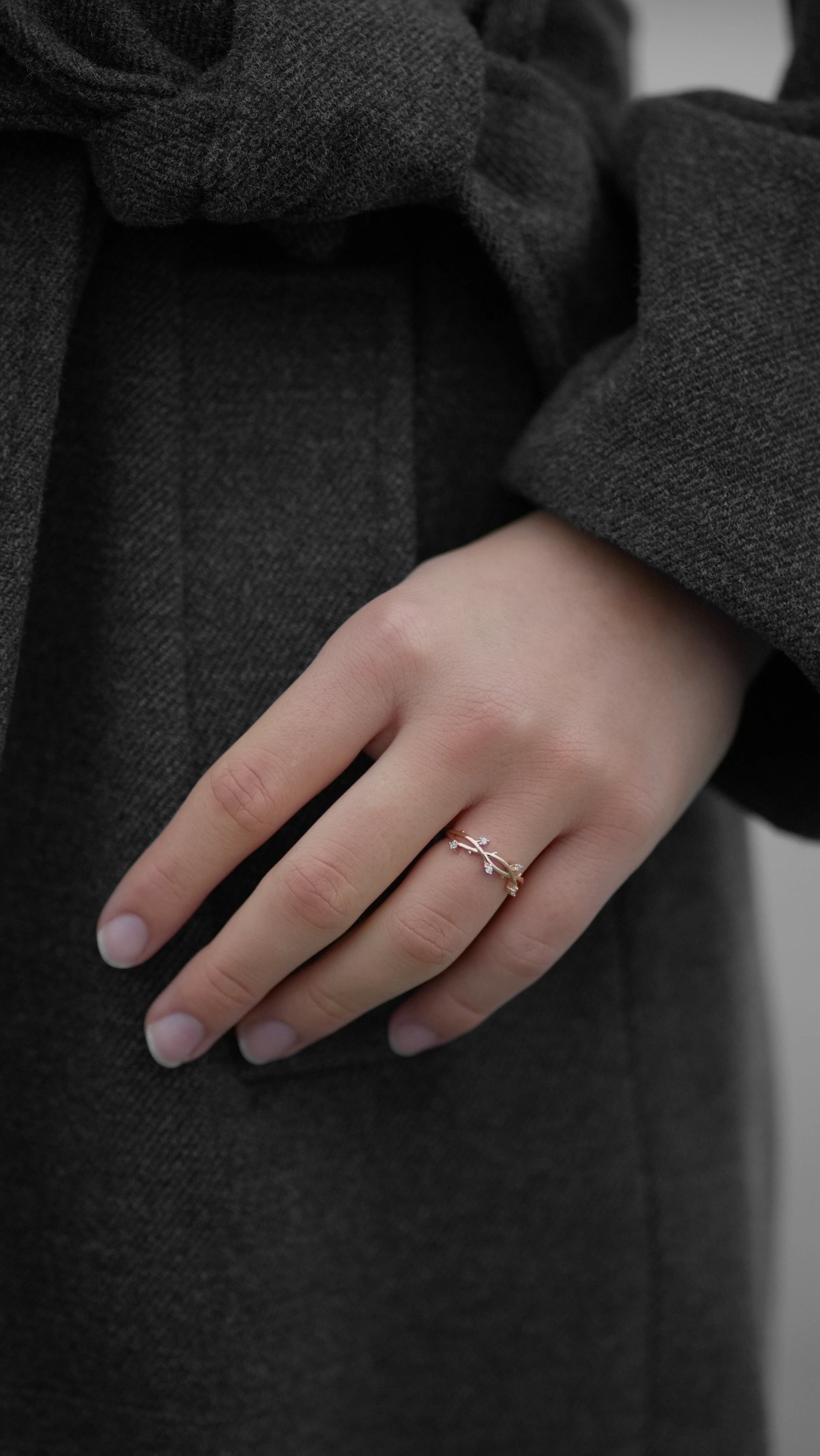 18k rosévergoldetem weiße Steine Ring